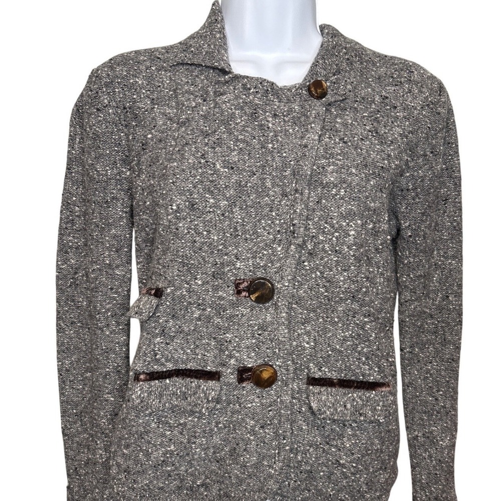 Laureate Lane Womens Gray Marled Wool Knit Blazer Jacket Sz S Old Money Career